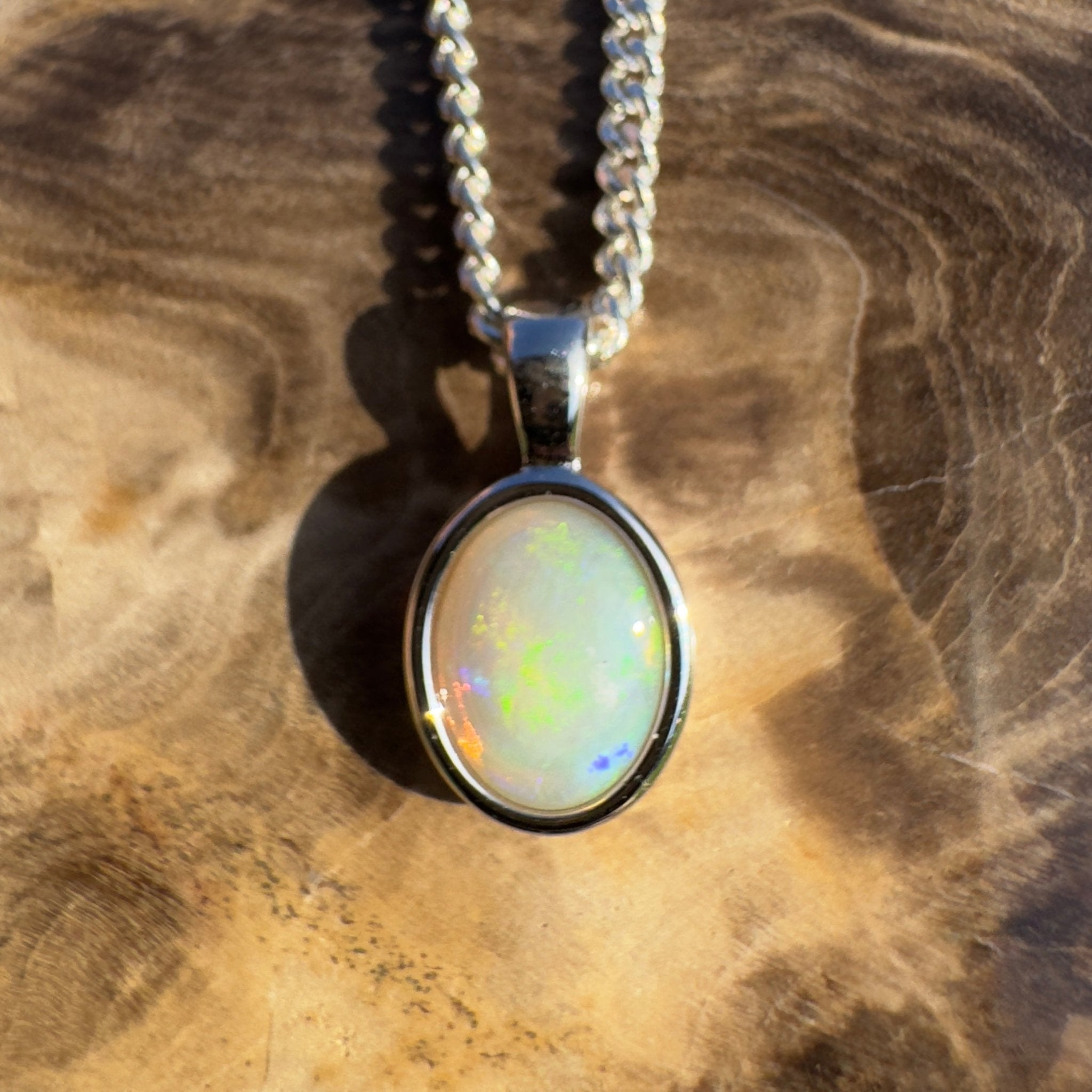 Lake Argyle Aurora – 0.7ct Coober Pedy Opal 925 Silver Pendant