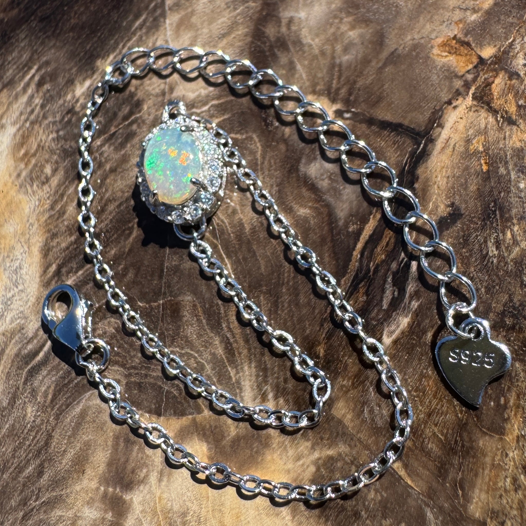 Lancelin Tide - 0.8ct Lightning Ridge Opal 925 Silver Bracelet