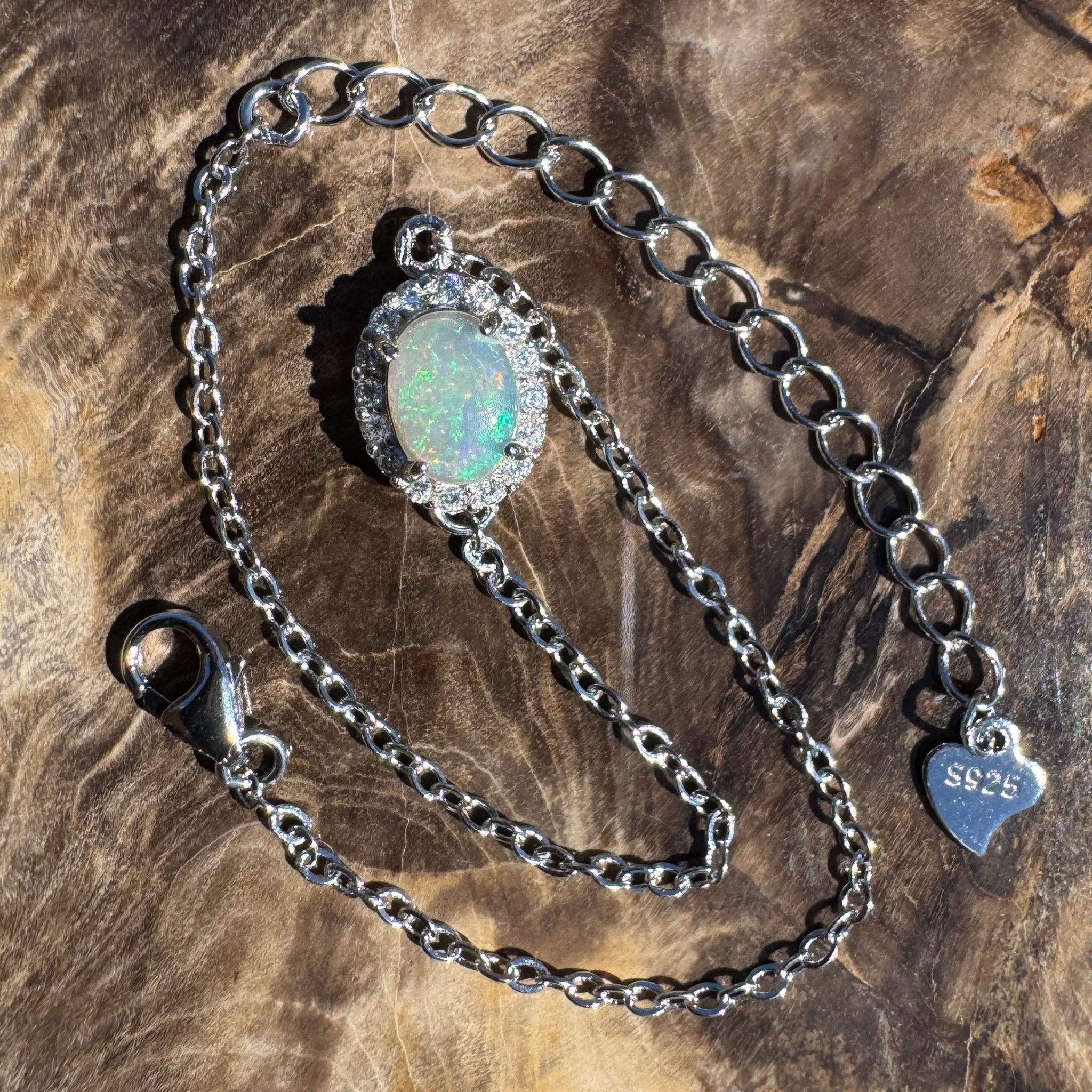 Lancelin Tide - 0.8ct Lightning Ridge Opal 925 Silver Bracelet