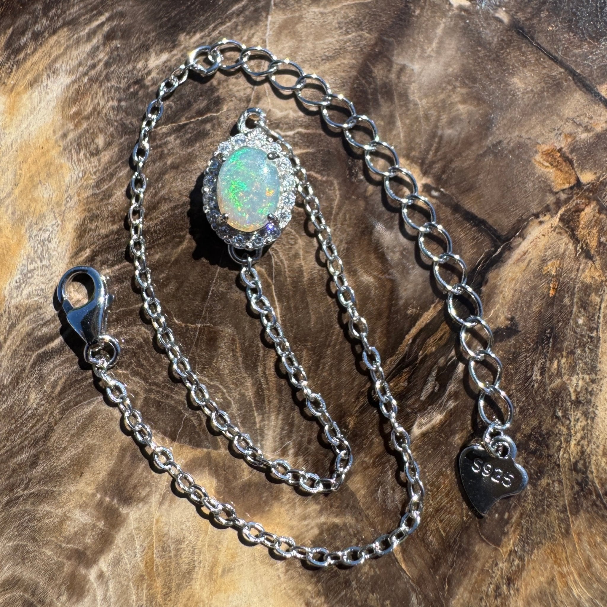 Lancelin Tide - 0.8ct Lightning Ridge Opal 925 Silver Bracelet