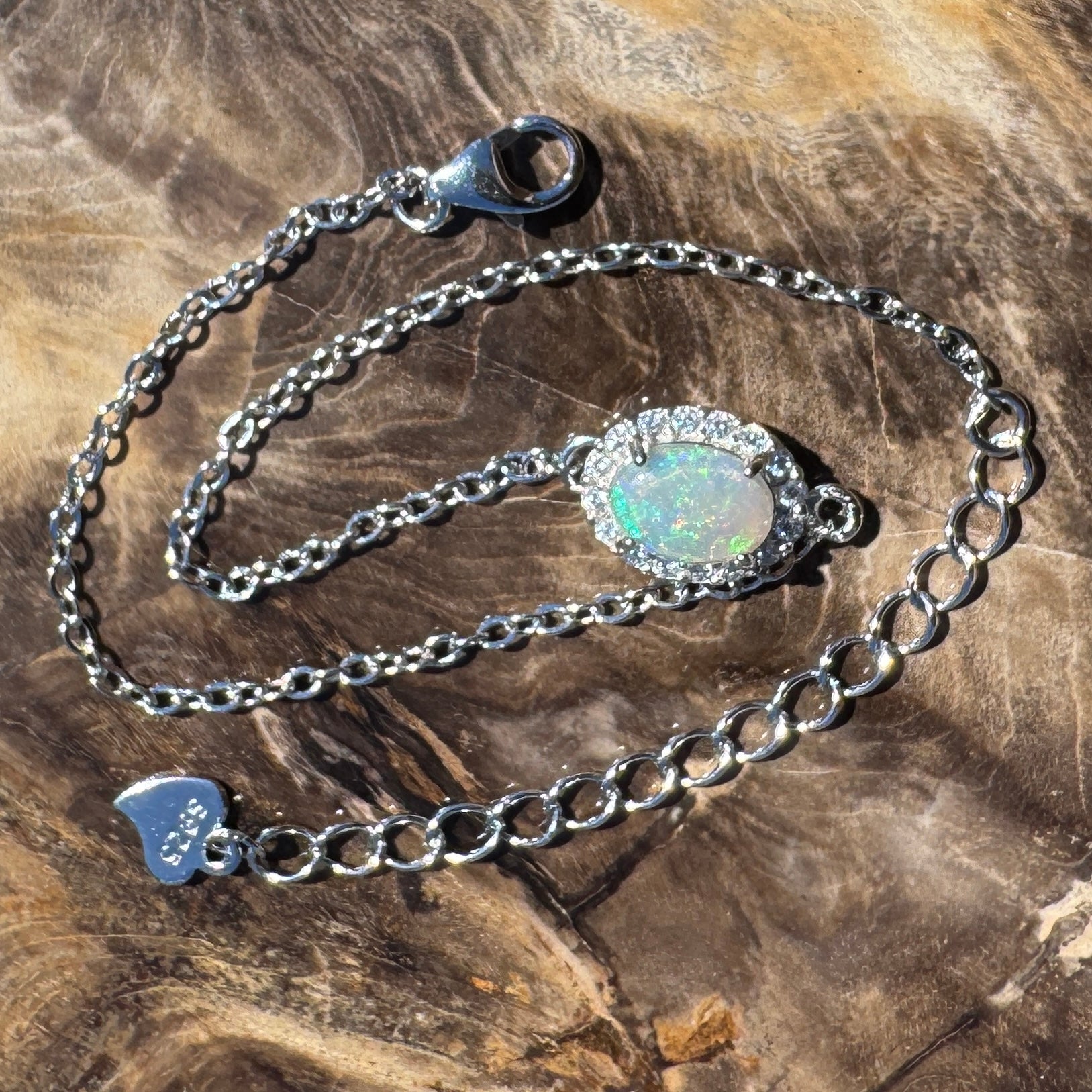 Lancelin Tide - 0.8ct Lightning Ridge Opal 925 Silver Bracelet