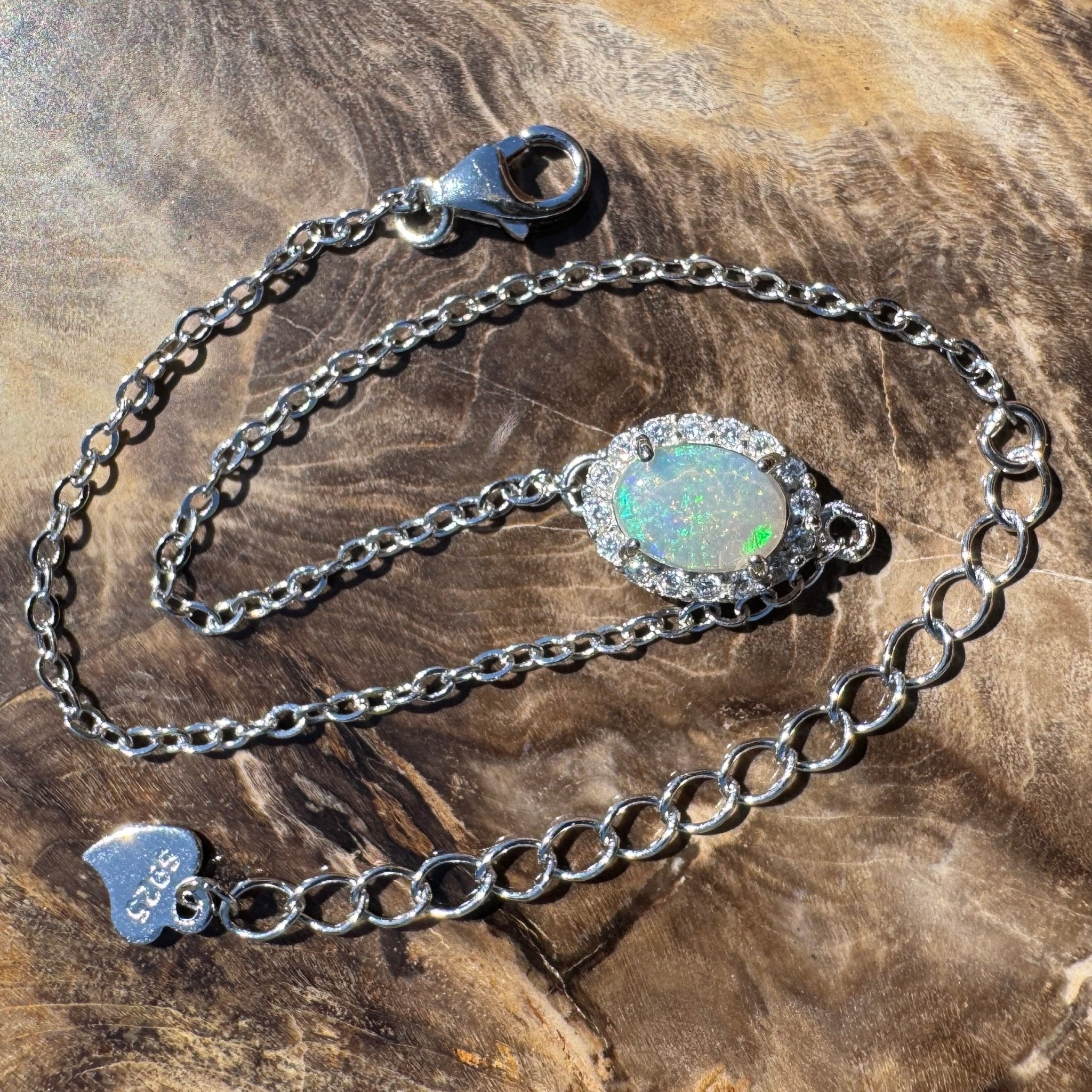 Lancelin Tide - 0.8ct Lightning Ridge Opal 925 Silver Bracelet