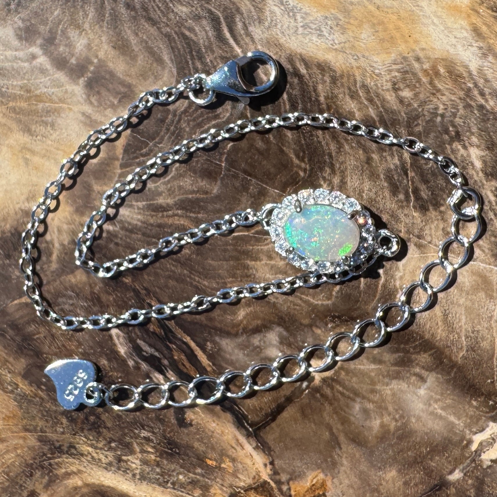 Lancelin Tide - 0.8ct Lightning Ridge Opal 925 Silver Bracelet