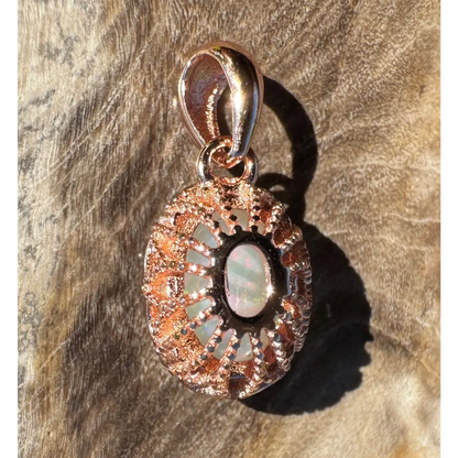 Rose gold opal pendant with Coober Pedy opal, handcrafted sterling silver jewelry