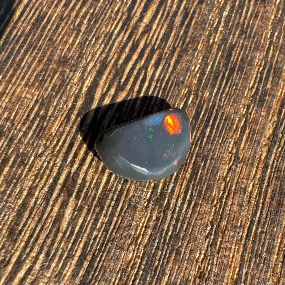 Polished Lightning Ridge black opal with vibrant fire and color play in a 1.4carat hand-cut gem