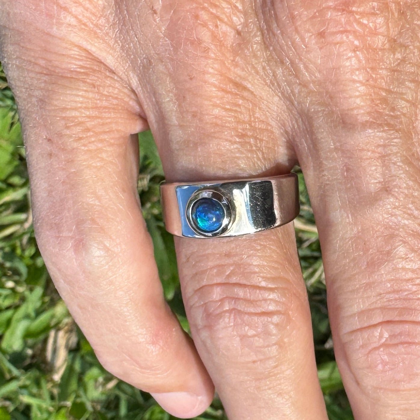 Lightning Ridge Opal Ring ~'Bass Straight Midnight' | 925 Sterling Silver | Solid Australian Opal