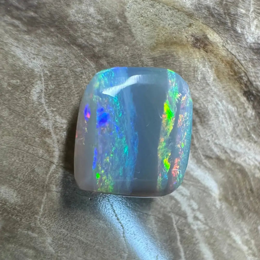 Iridescent Lightning Ridge semi-black opal gemstone 3.5 carats handcrafted cut