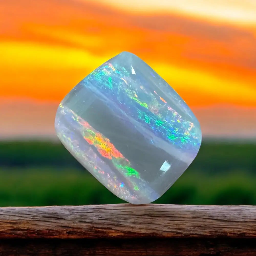 Iridescent Lightning Ridge Semi Black Opal 3.5 Carat Solid Hand-Cut gemstone