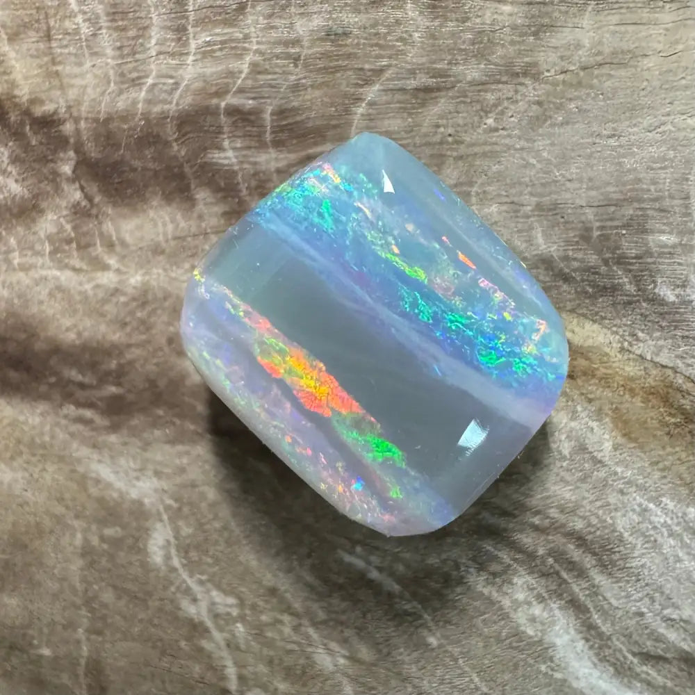 Iridescent Lightning Ridge semi black opal gemstone 3.5 carats solid hand-cut display