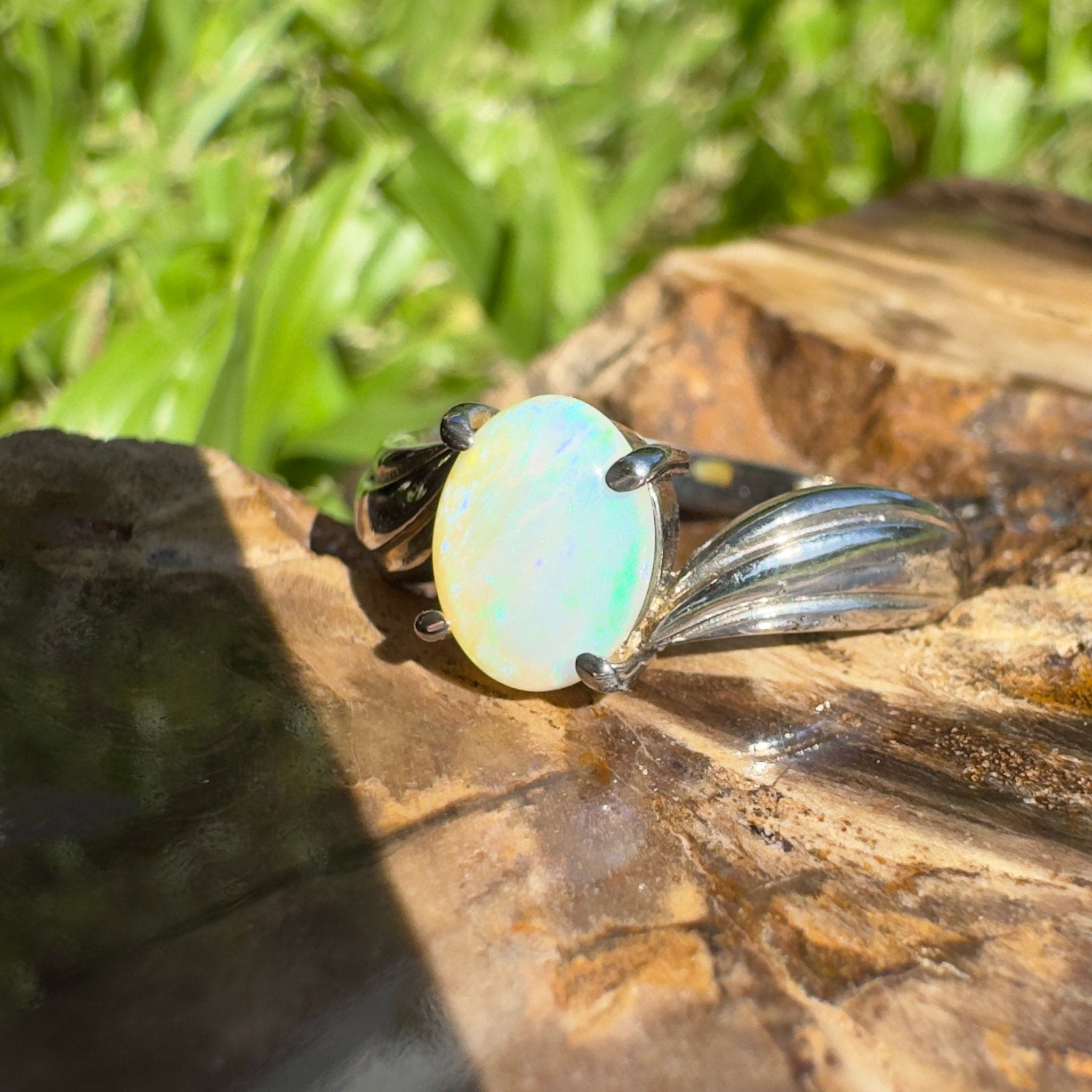 Lightning Ridge Whisper – Solid Lightning Ridge Opal 925 Sterling Silver Ring