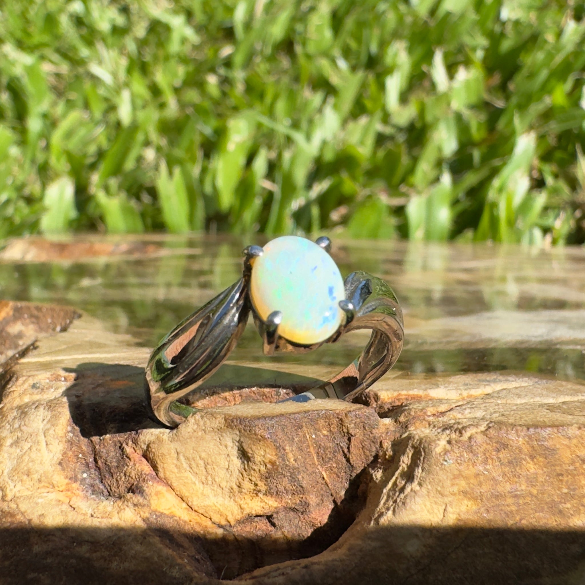Lightning Ridge Whisper – Solid Lightning Ridge Opal 925 Sterling Silver Ring