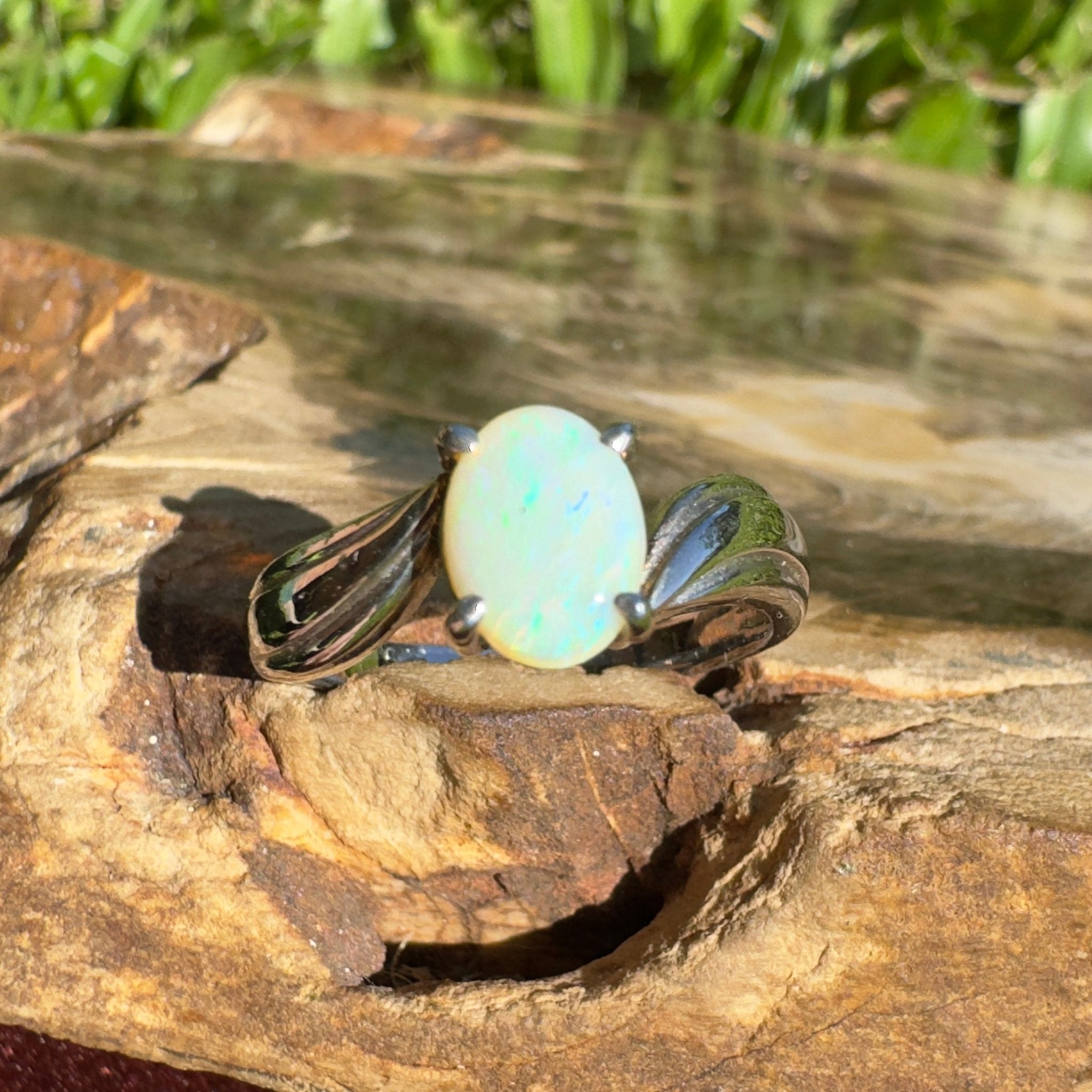 Lightning Ridge Whisper – Solid Lightning Ridge Opal 925 Sterling Silver Ring