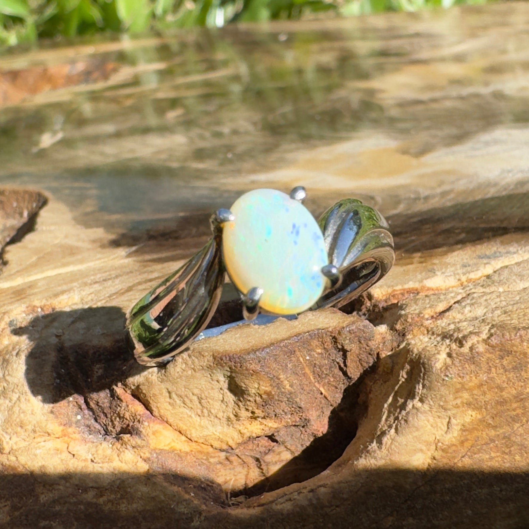 Lightning Ridge Whisper – Solid Lightning Ridge Opal 925 Sterling Silver Ring