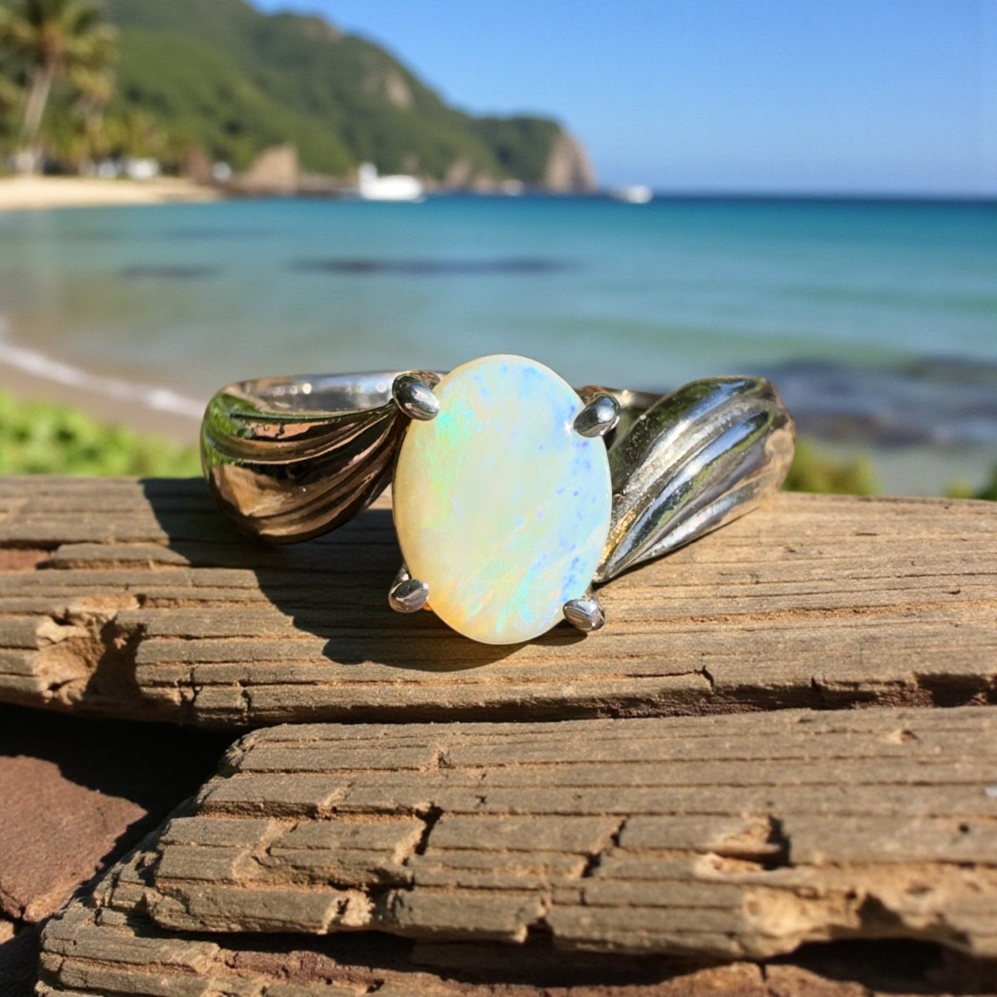 Lightning Ridge Whisper – Solid Lightning Ridge Opal 925 Sterling Silver Ring