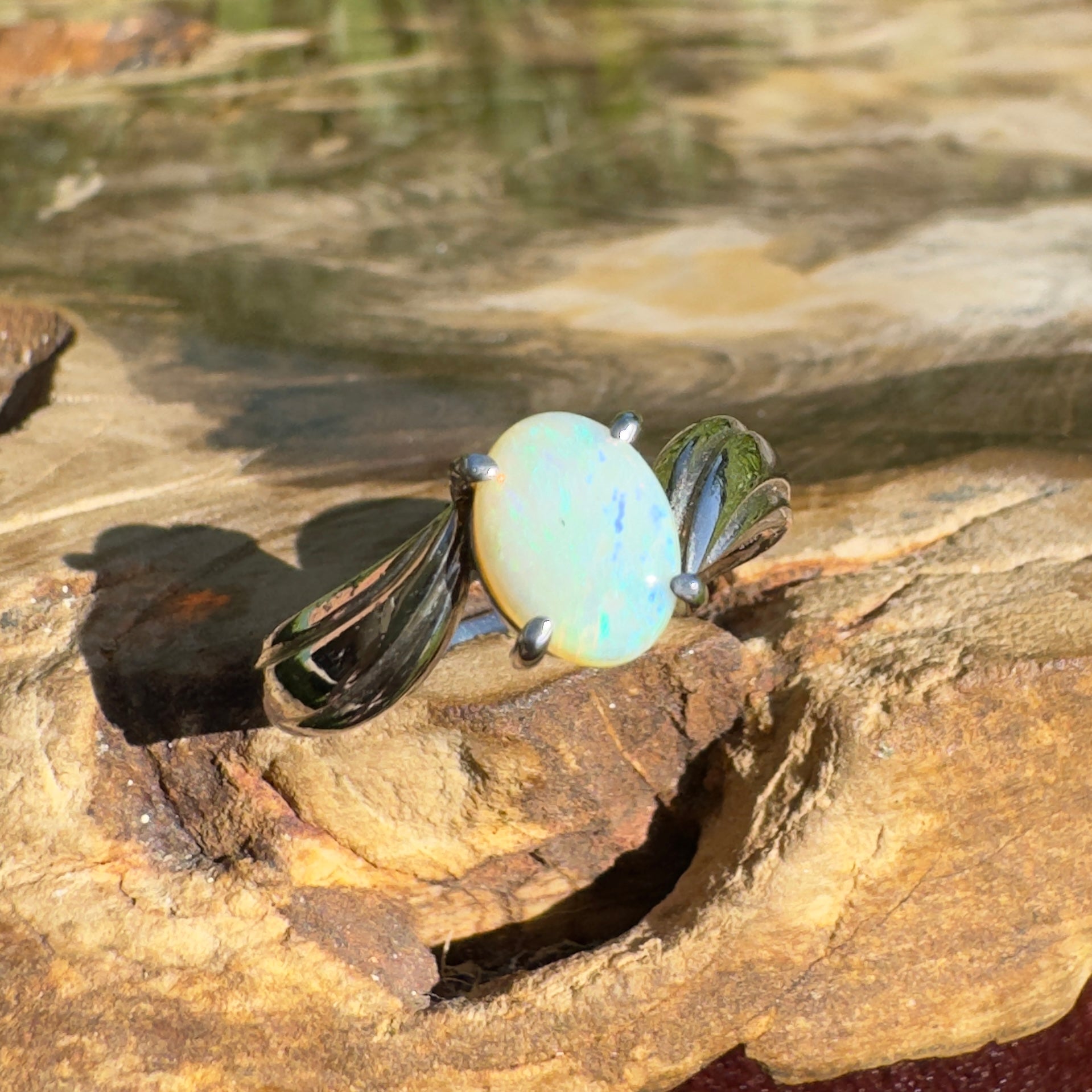 Lightning Ridge Whisper – Solid Lightning Ridge Opal 925 Sterling Silver Ring