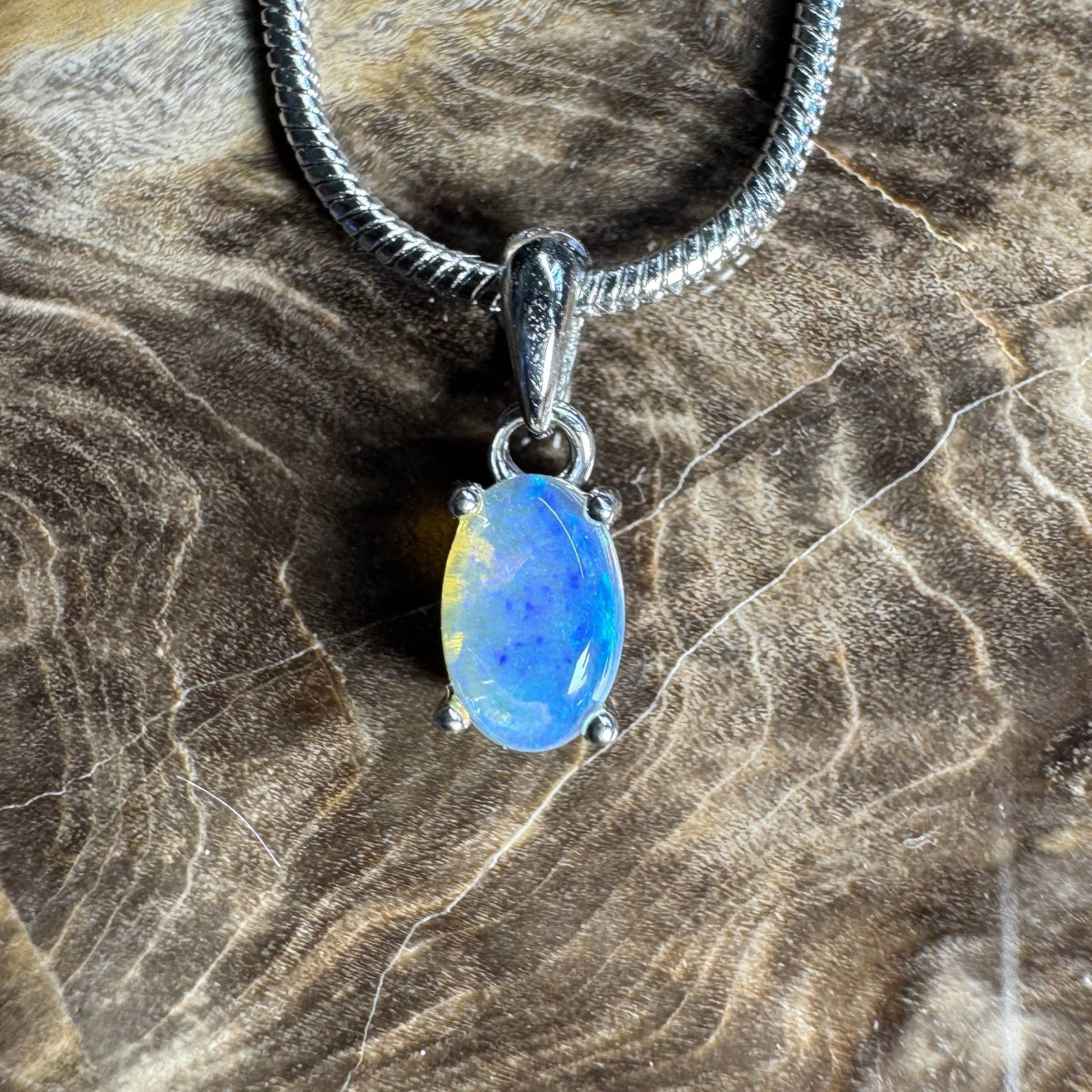 Litchfield Falls ~ 0.5ct Solid Lightning Ridge Opal 925 Silver Pendant Necklace