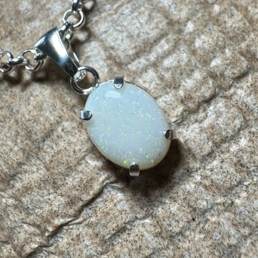 'Litchfield Light' ~ Handcrafted 0.9ct Solid Coober Pedy Opal 925 Sterling Silver Pendant Necklace