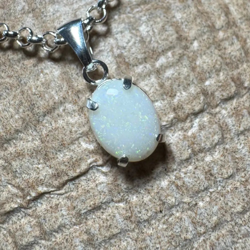 'Litchfield Light' ~ Handcrafted 0.9ct Solid Coober Pedy Opal 925 Sterling Silver Pendant Necklace
