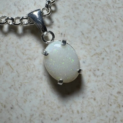 'Litchfield Light' ~ Handcrafted 0.9ct Solid Coober Pedy Opal 925 Sterling Silver Pendant Necklace