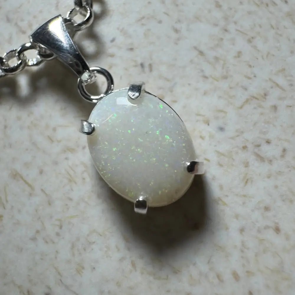 'Litchfield Light' ~ Handcrafted 0.9ct Solid Coober Pedy Opal 925 Sterling Silver Pendant Necklace