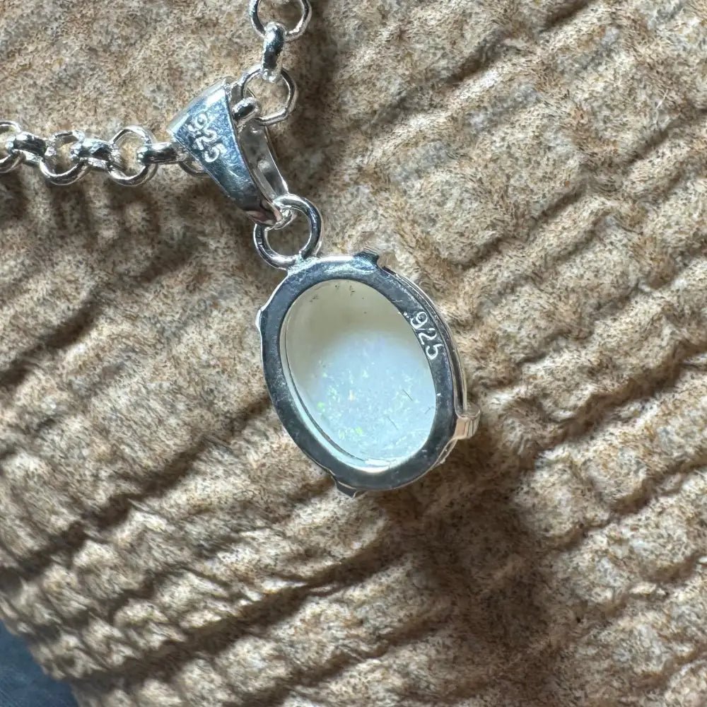 'Litchfield Light' ~ Handcrafted 0.9ct Solid Coober Pedy Opal 925 Sterling Silver Pendant Necklace