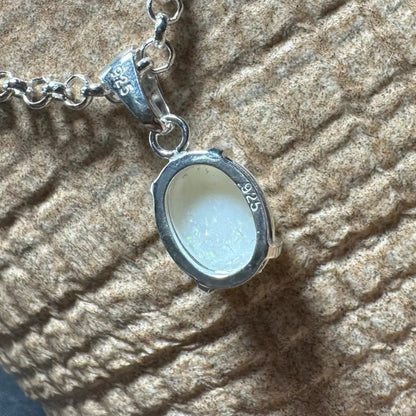'Litchfield Light' ~ Handcrafted 0.9ct Solid Coober Pedy Opal 925 Sterling Silver Pendant Necklace