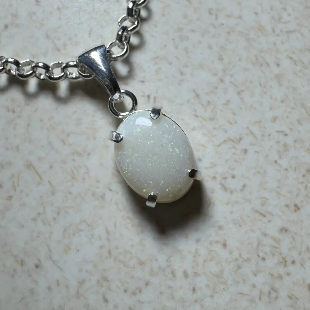 'Litchfield Light' ~ Handcrafted 0.9ct Solid Coober Pedy Opal 925 Sterling Silver Pendant Necklace