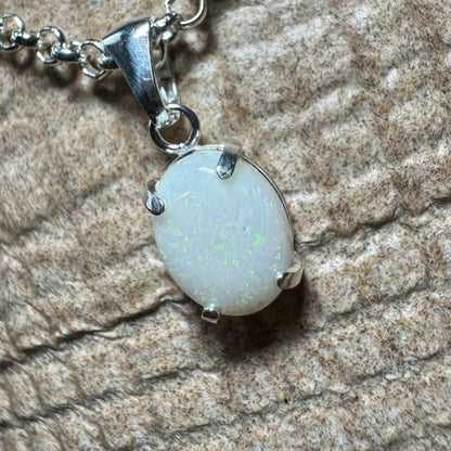 'Litchfield Light' ~ Handcrafted 0.9ct Solid Coober Pedy Opal 925 Sterling Silver Pendant Necklace