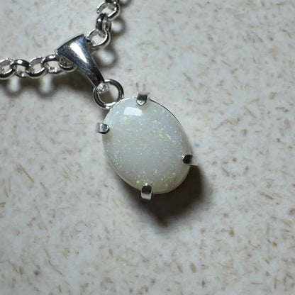'Litchfield Light' ~ Handcrafted 0.9ct Solid Coober Pedy Opal 925 Sterling Silver Pendant Necklace