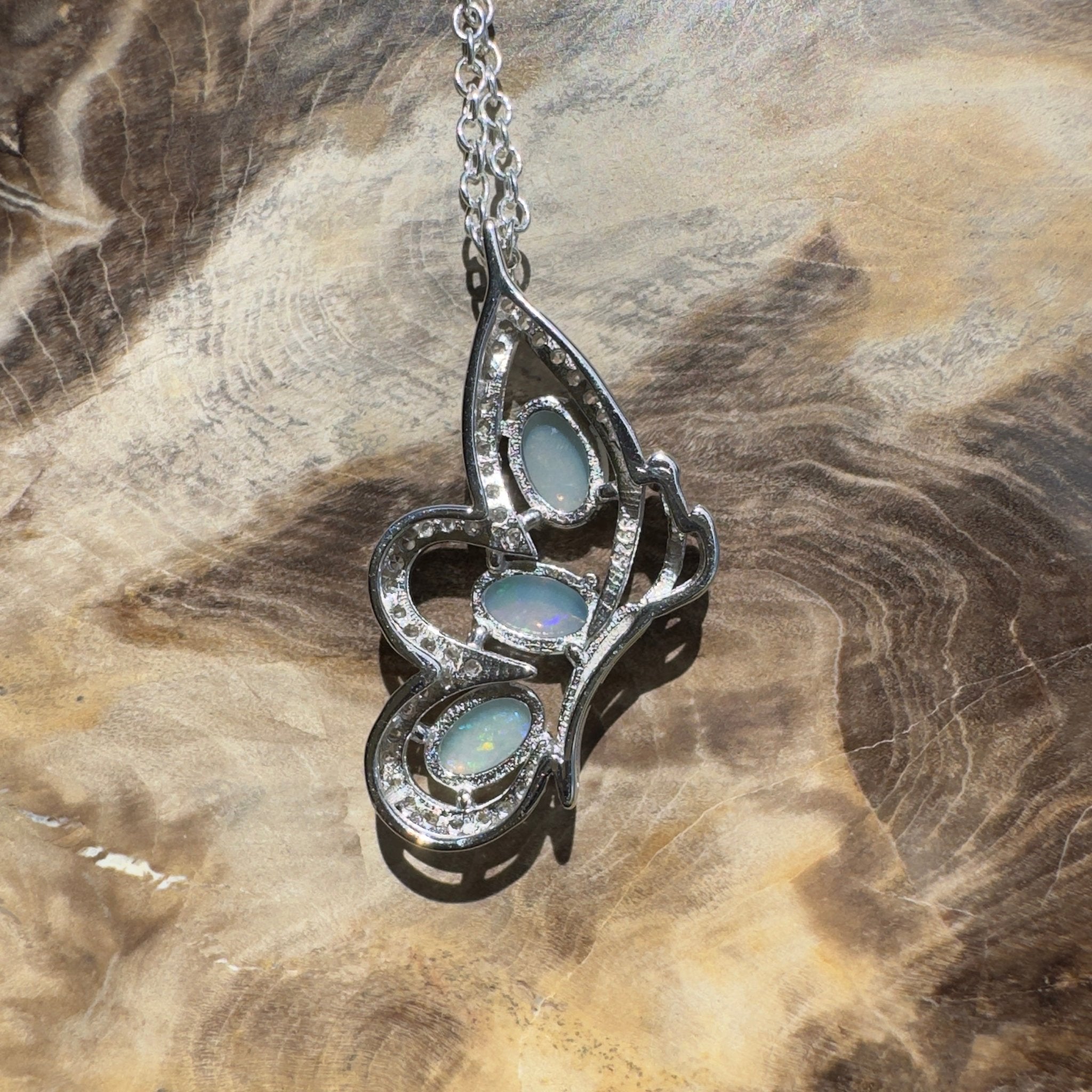 Lord Howe Island Driftwing ~ 1.2ct Coober Pedy Opal 925 Silver Pendant