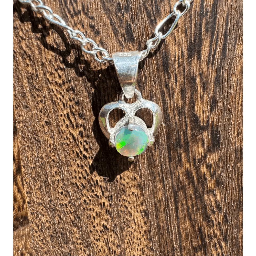 'Love and Light' ~ Handcrafted 0.9ct Solid Lightning Ridge Semi Black Opal 925 Sterling Silver Pendant Necklace