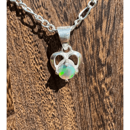 'Love and Light' ~ Handcrafted 0.9ct Solid Lightning Ridge Semi Black Opal 925 Sterling Silver Pendant Necklace