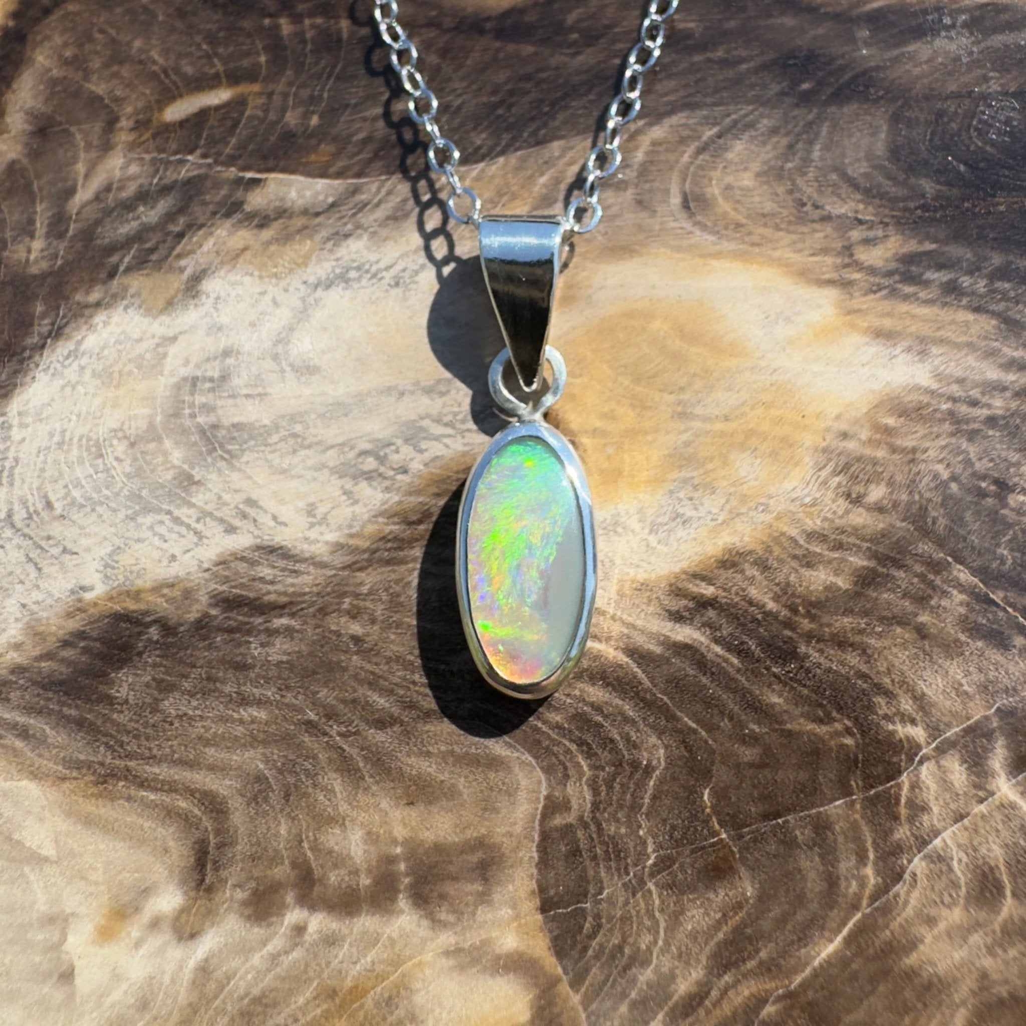 Lucinda Cove ~ 0.9ct Lightning Ridge Opal 925 Silver Pendant