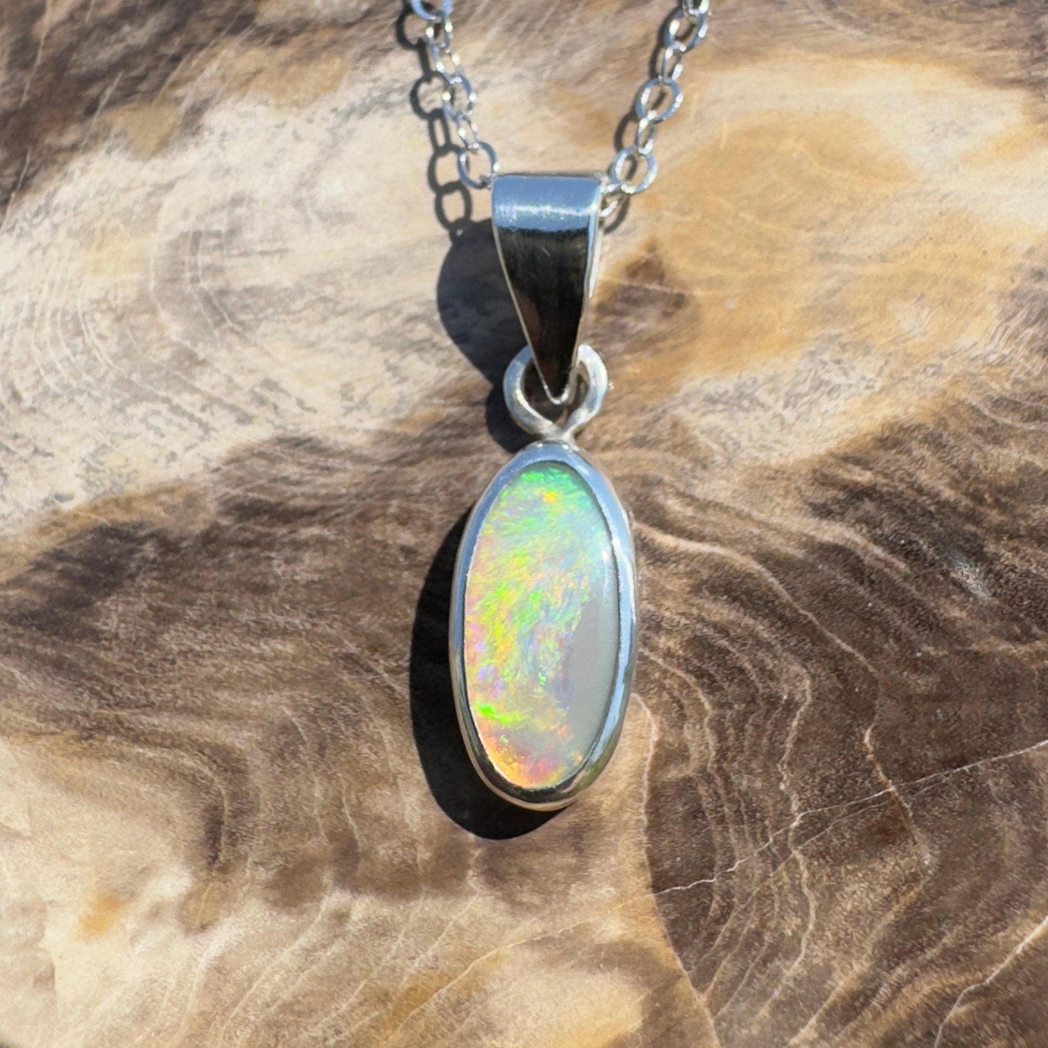 Lucinda Cove ~ 0.9ct Lightning Ridge Opal 925 Silver Pendant