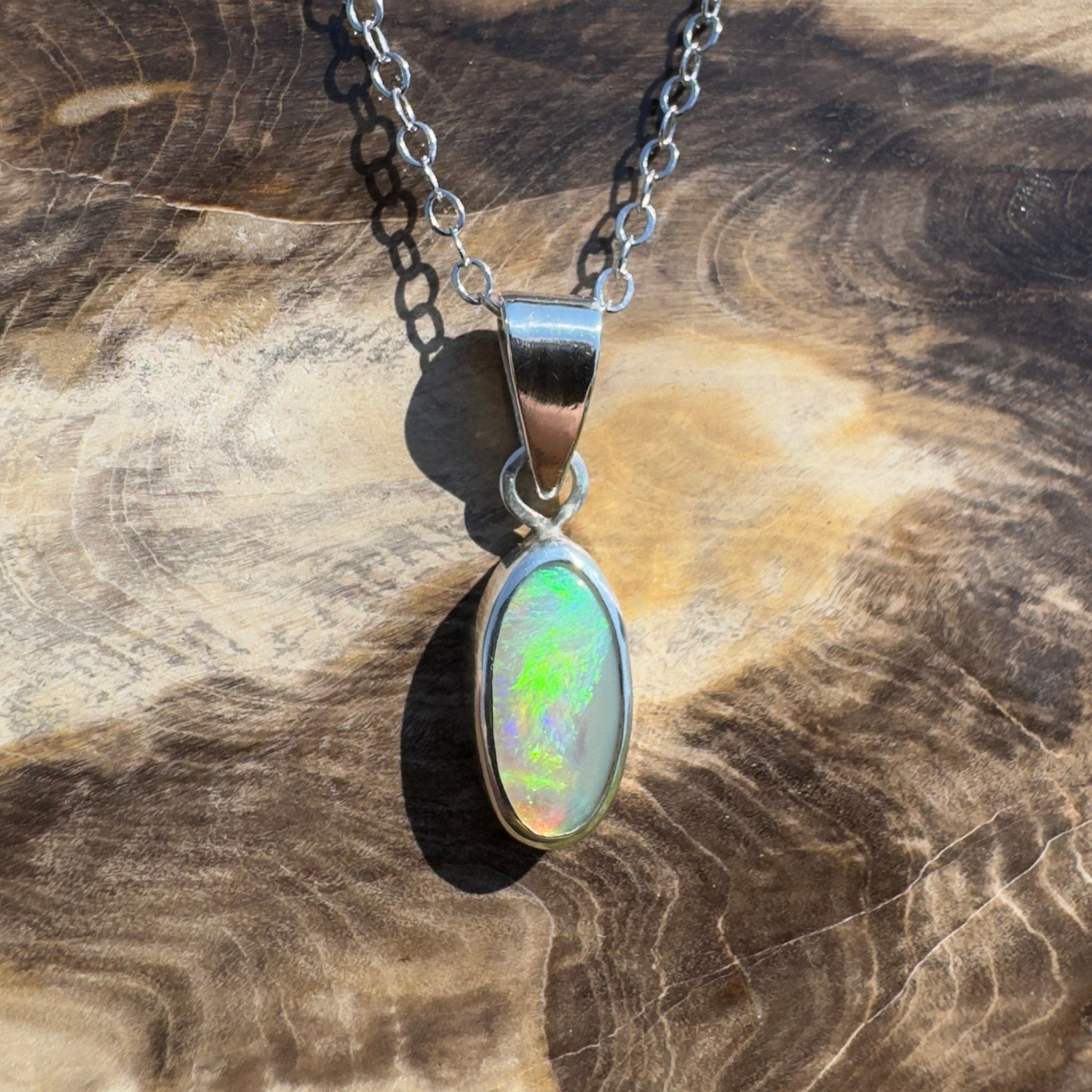 Lucinda Cove ~ 0.9ct Lightning Ridge Opal 925 Silver Pendant
