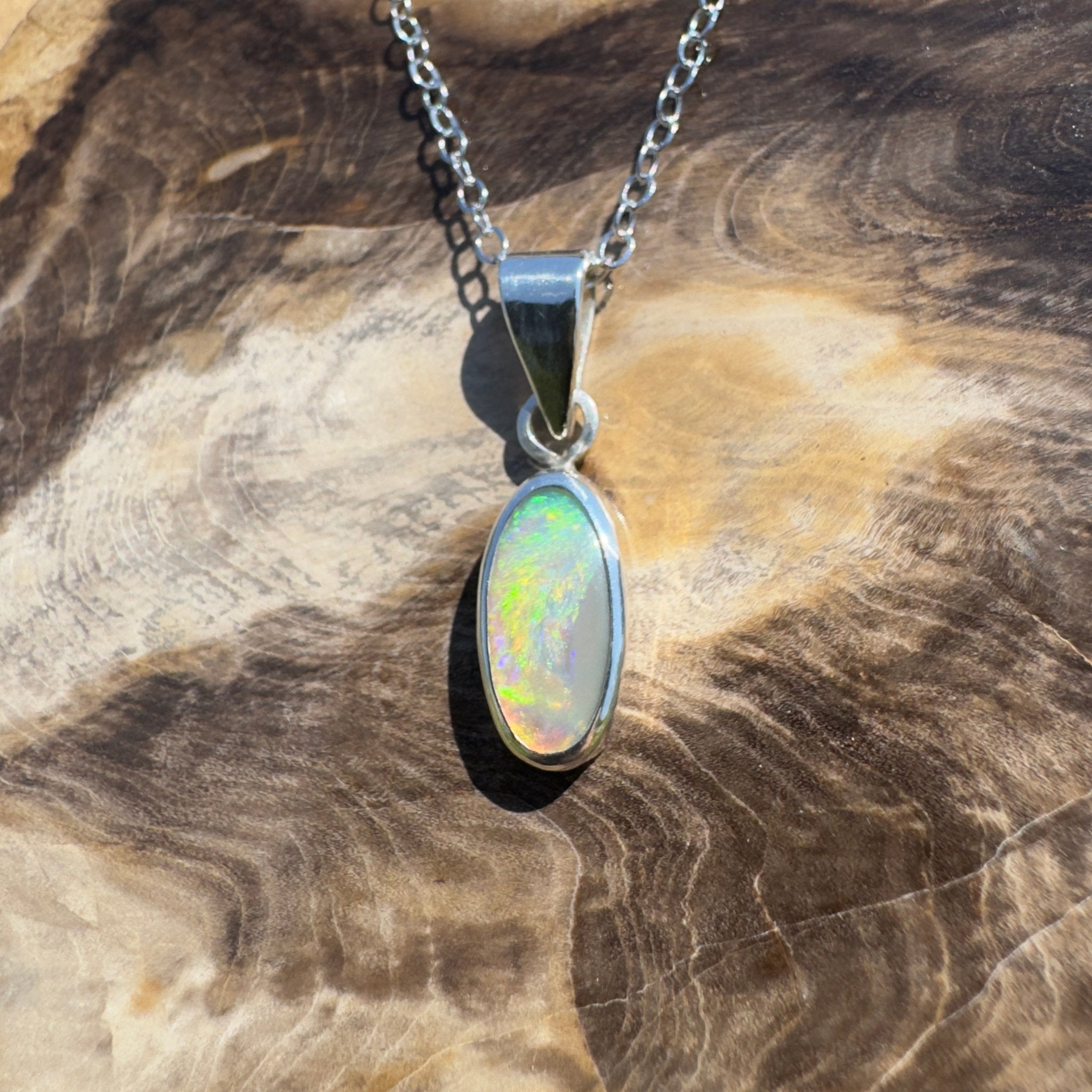 Lucinda Cove ~ 0.9ct Lightning Ridge Opal 925 Silver Pendant