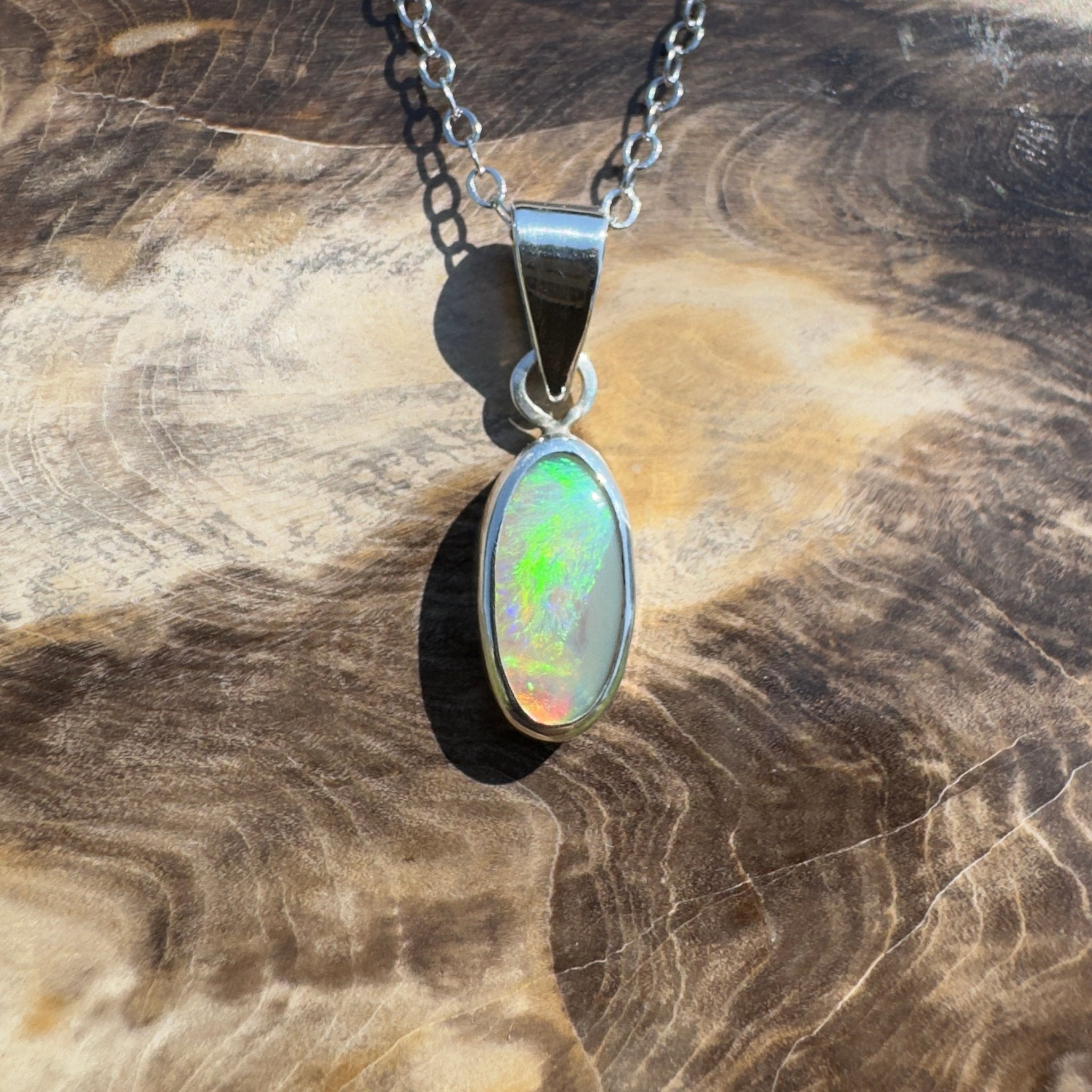 Lucinda Cove ~ 0.9ct Lightning Ridge Opal 925 Silver Pendant
