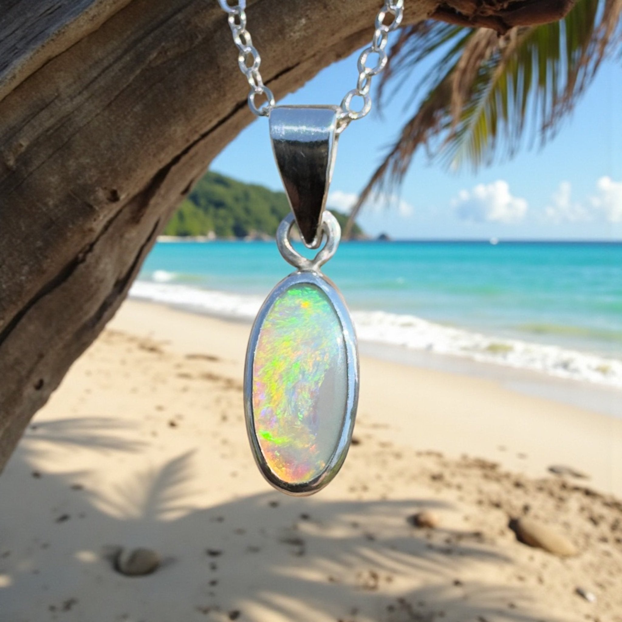 Lucinda Cove ~ 0.9ct Lightning Ridge Opal 925 Silver Pendant