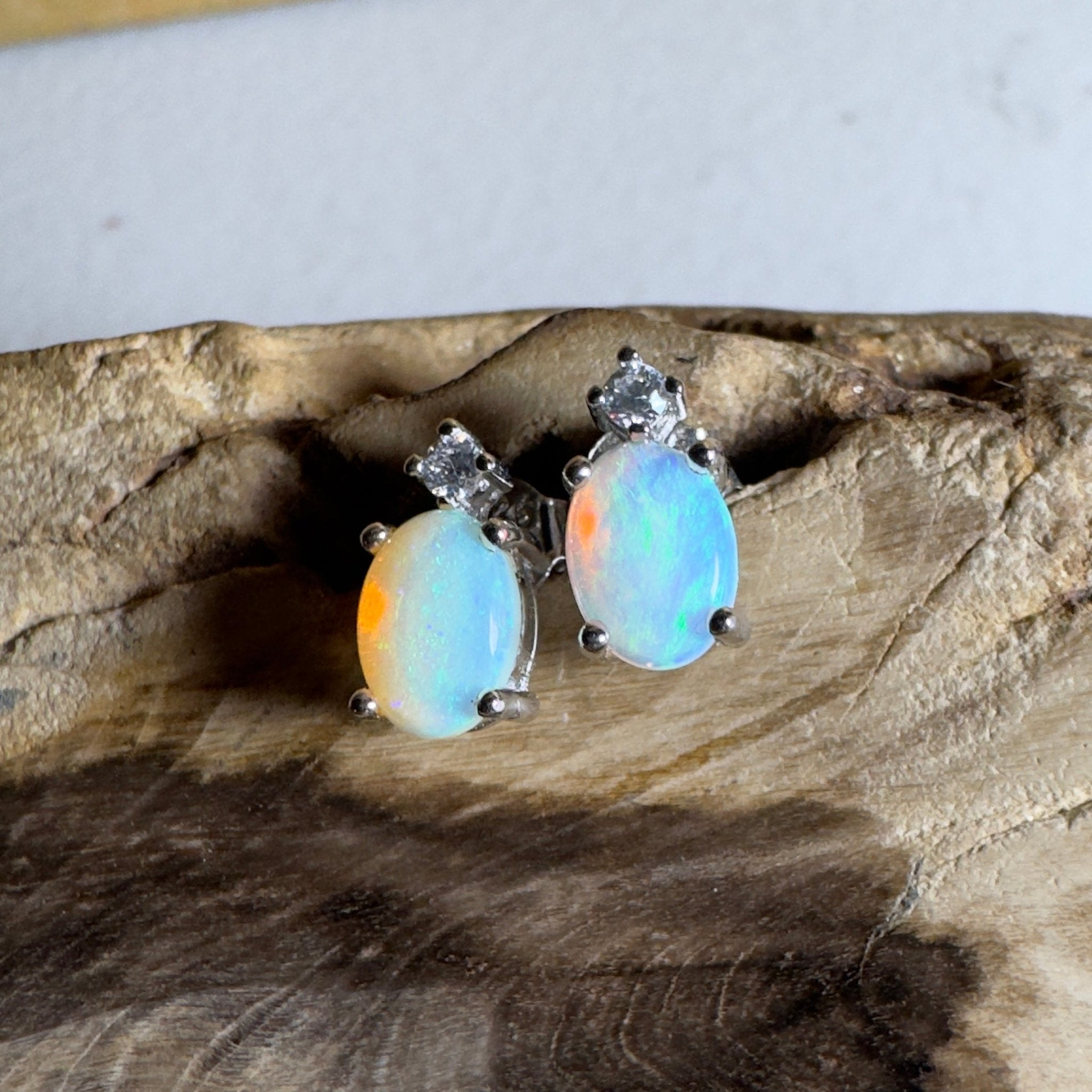 Luminous Vista ~ 1.2ct Coober Pedy Opal Sterling Silver Earrings