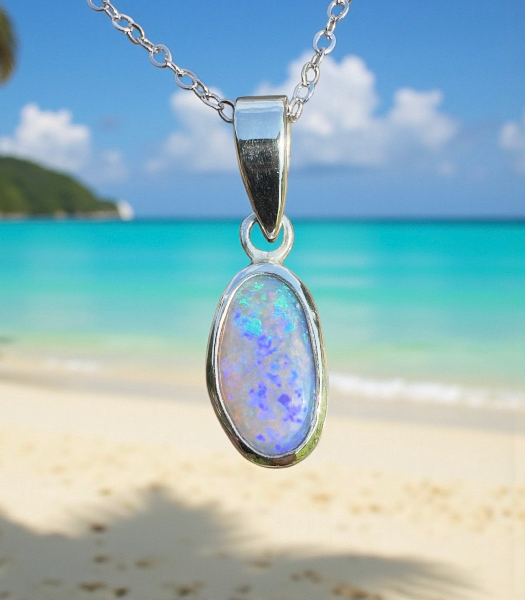 Magnetic Island LIfe ~ 2.8ct Lightning Ridge Opal 925 Silver Pendant