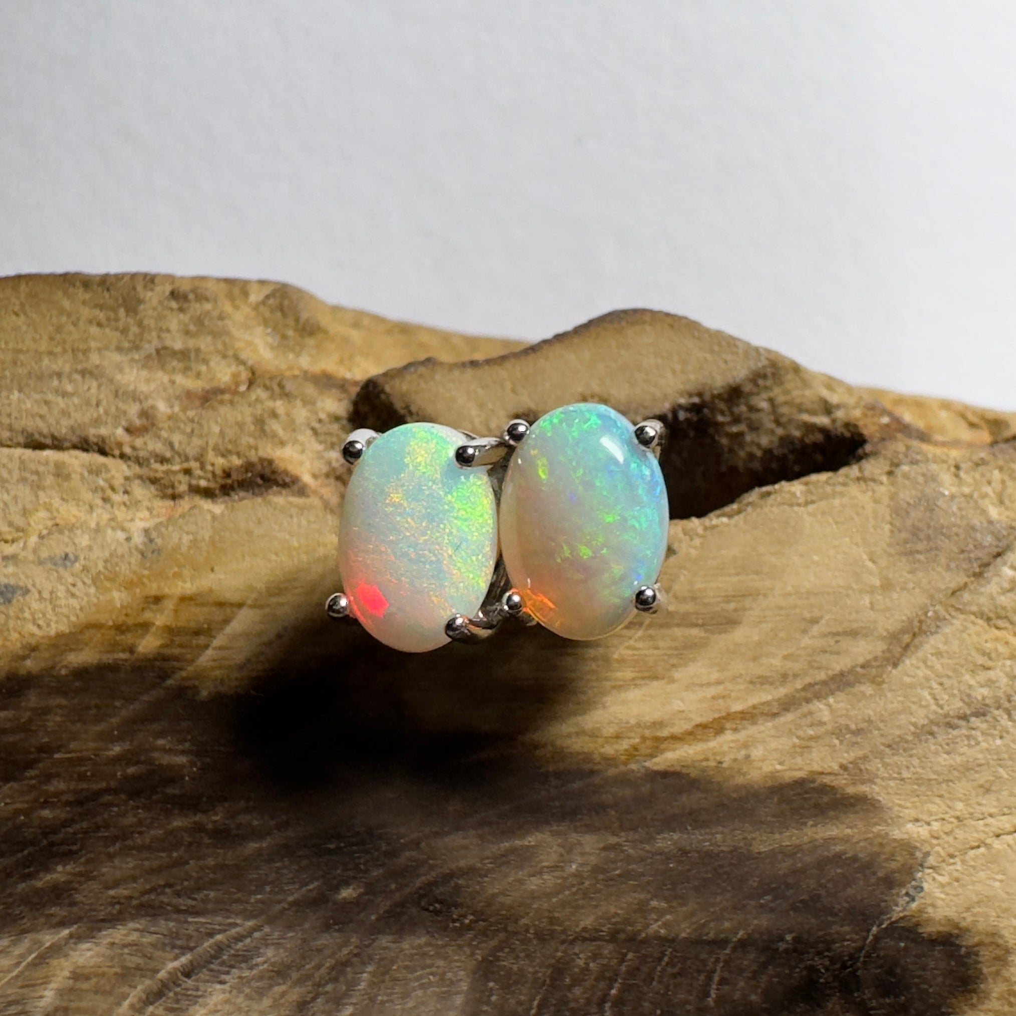 Margaret River Mist ~ 1.2ct Coober Pedy Opal Sterling Silver Earrings