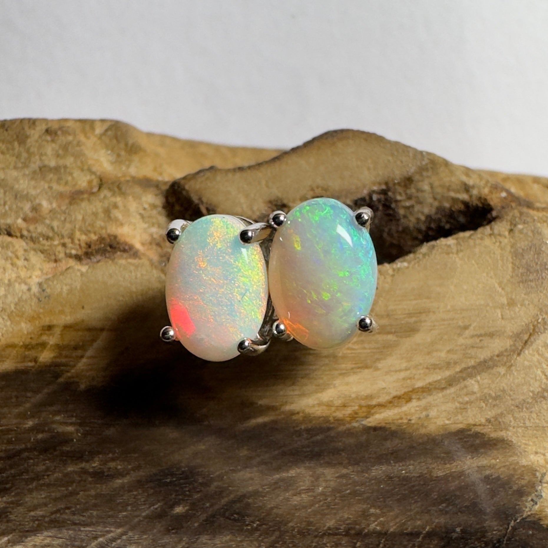 Margaret River Mist ~ 1.2ct Coober Pedy Opal Sterling Silver Earrings