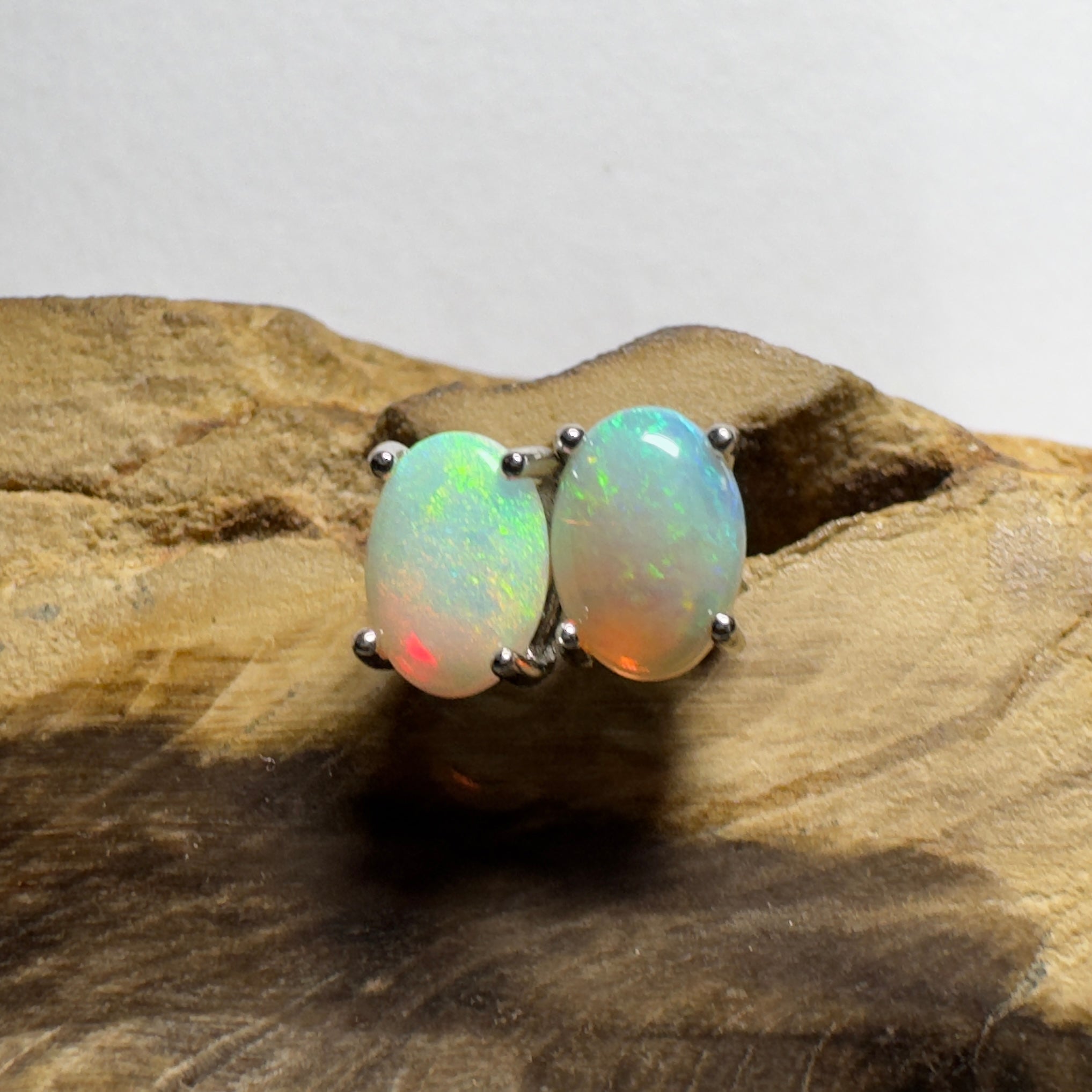 Margaret River Mist ~ 1.2ct Coober Pedy Opal Sterling Silver Earrings