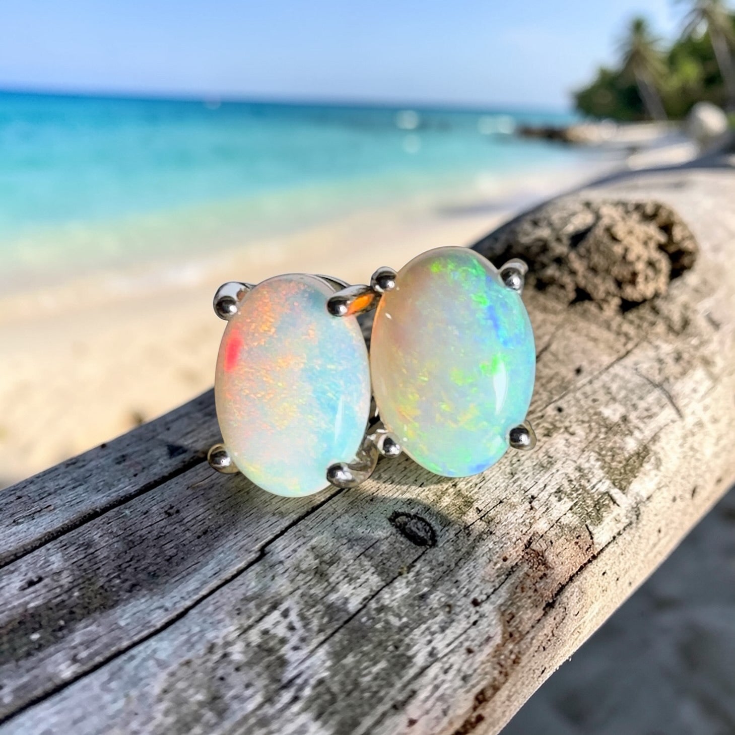 Margaret River Mist ~ 1.2ct Coober Pedy Opal Sterling Silver Earrings