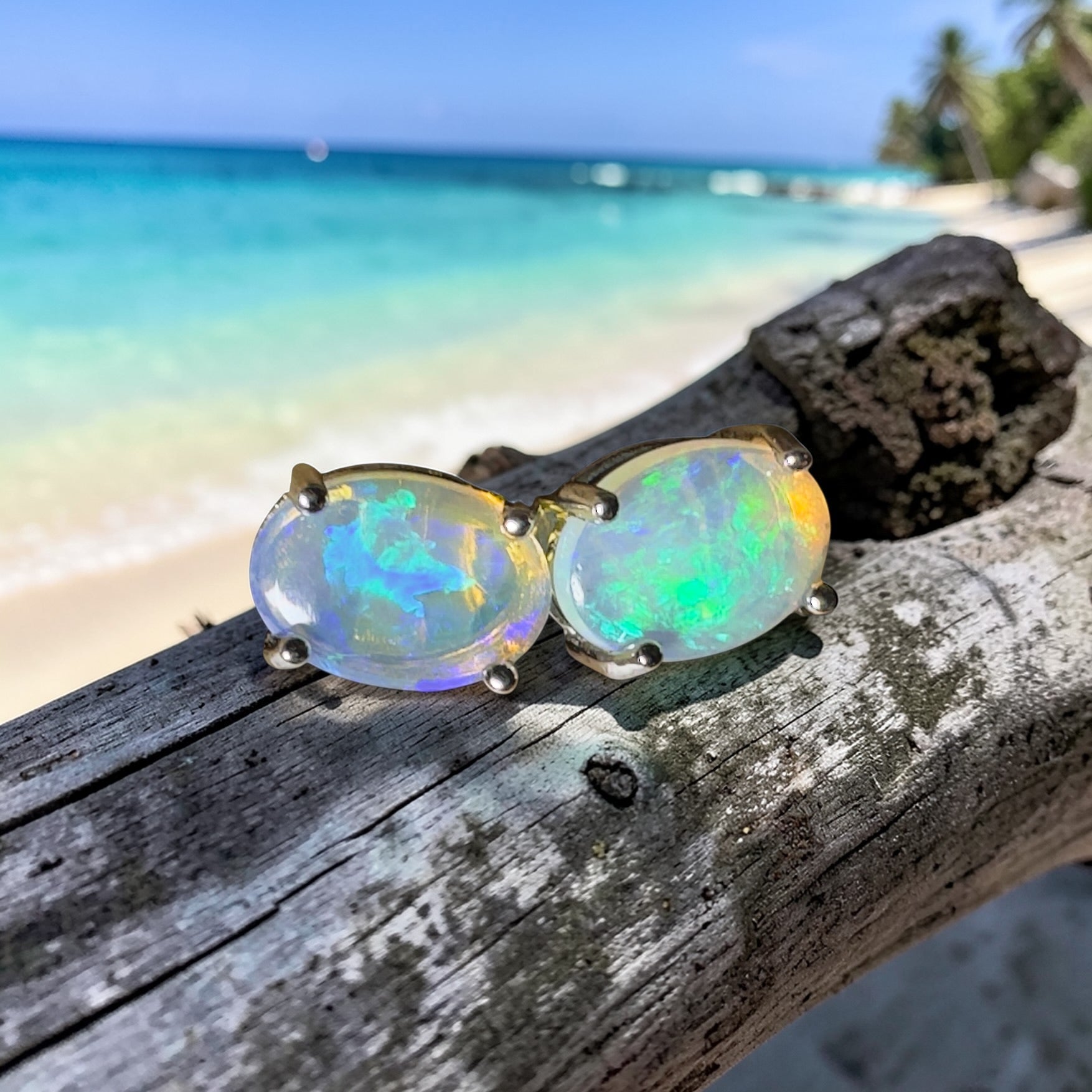 Margaret River Mist ~ 1.2ct Coober Pedy Opal Sterling Silver Earrings