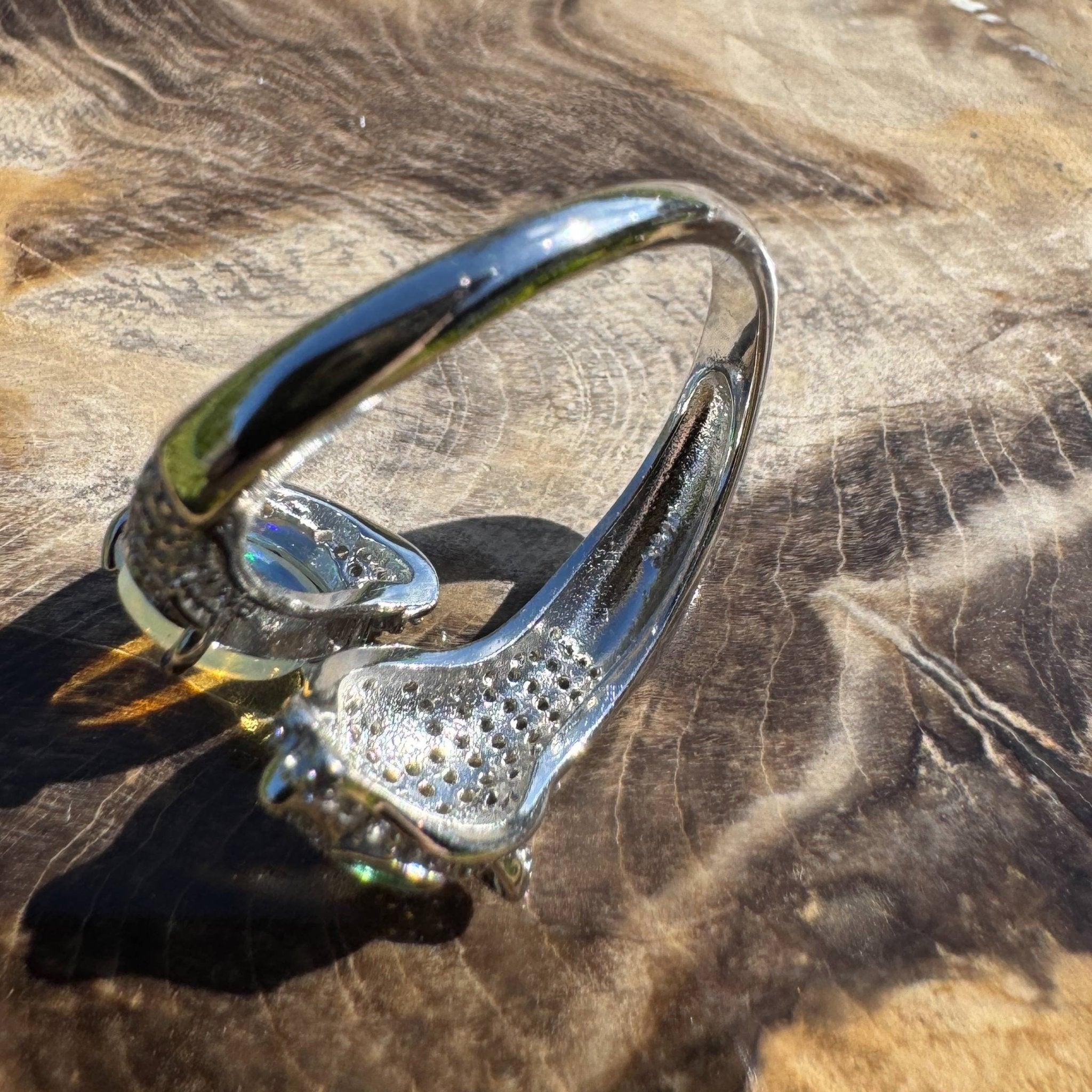 Midnight Panther ~ 0.8ct Solid Lightning Ridge Opal & Sterling Silver Ring