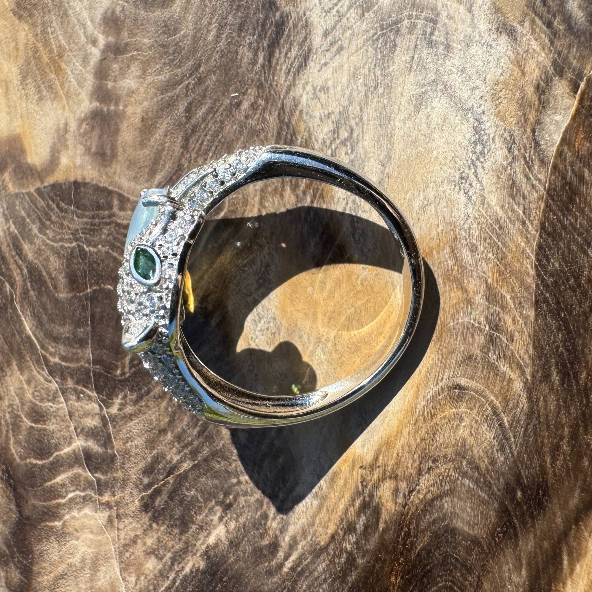 Midnight Panther ~ 0.8ct Solid Lightning Ridge Opal & Sterling Silver Ring