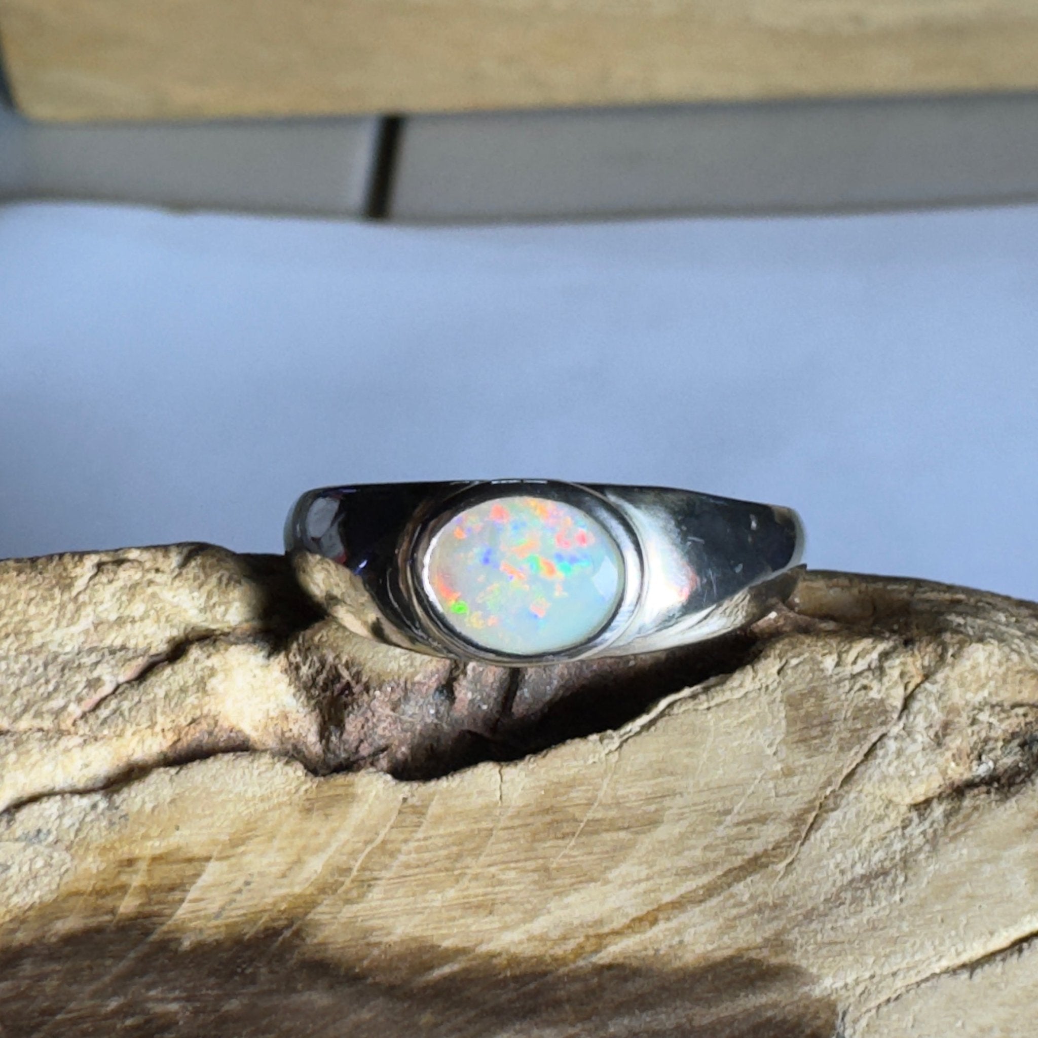 Mindil Memories ~ 0.6ct Solid Lightning Ridge Opal 925 Silver Ring