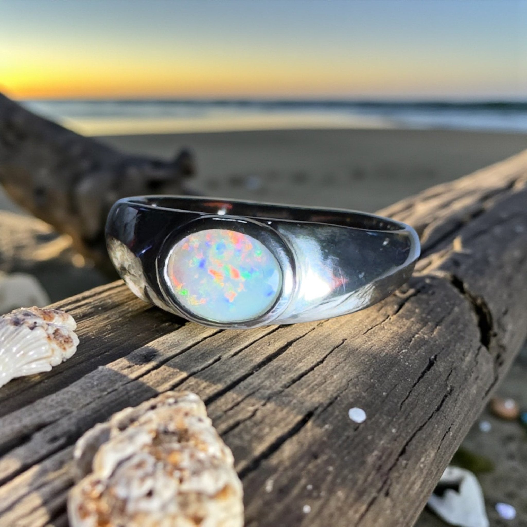 Mindil Memories ~ 0.6ct Solid Lightning Ridge Opal 925 Silver Ring