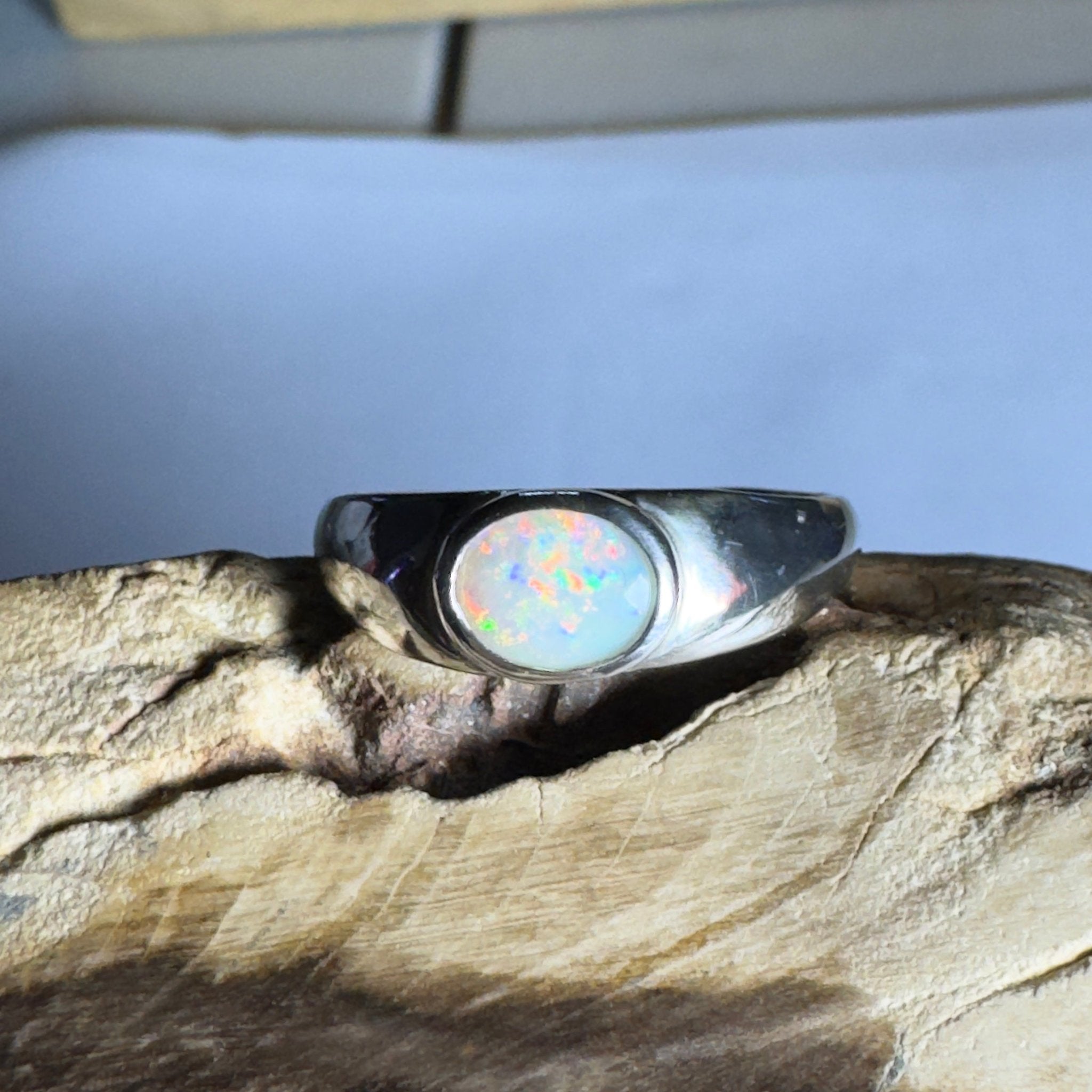 Mindil Memories ~ 0.6ct Solid Lightning Ridge Opal 925 Silver Ring